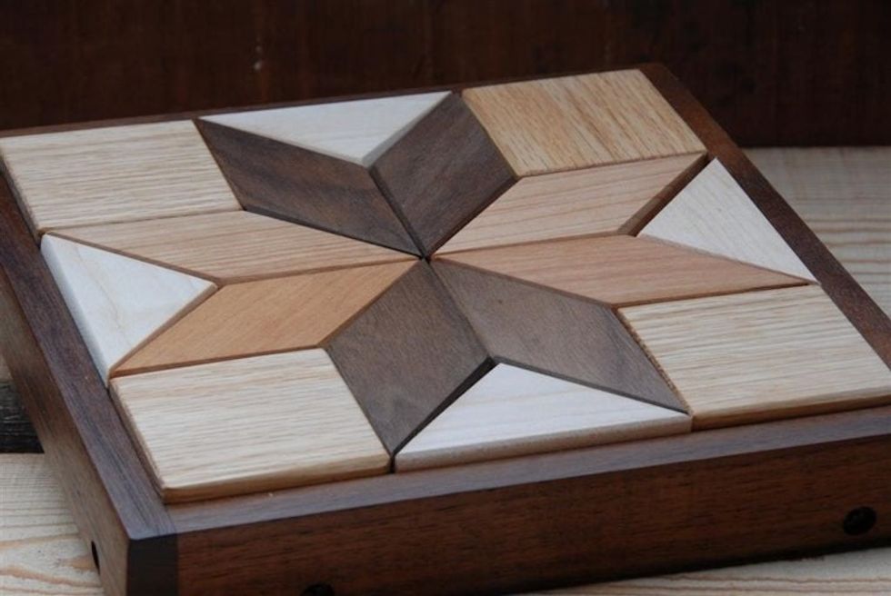 Small Wooden Quilter's Puzzle for Home and Office  Solid Hardwood Puzzle