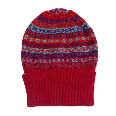 Alternate image for Striped 100 Alpaca Knit Hat from Peru Andean Art