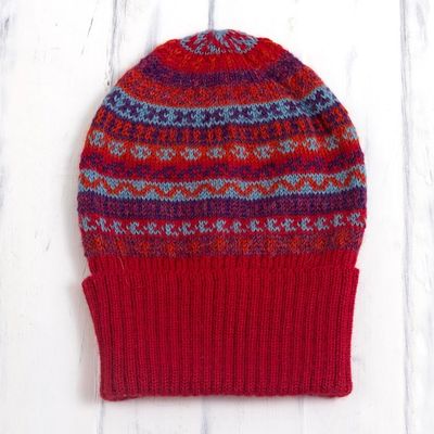 Alternate image for Striped 100 Alpaca Knit Hat from Peru Andean Art