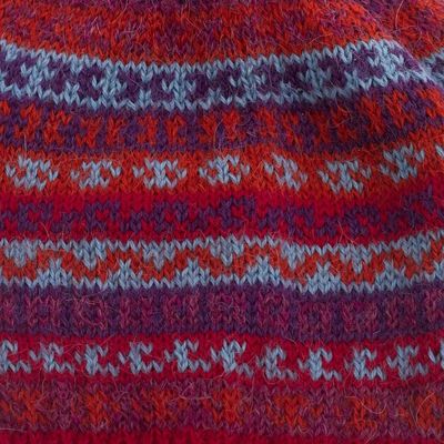 Alternate image for Striped 100 Alpaca Knit Hat from Peru Andean Art