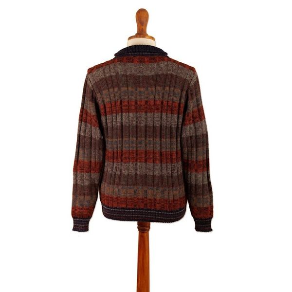 Alternate image for Mens Zippered 100 Alpaca Sweater in Nasturtium Hues Nasturtium Traveler
