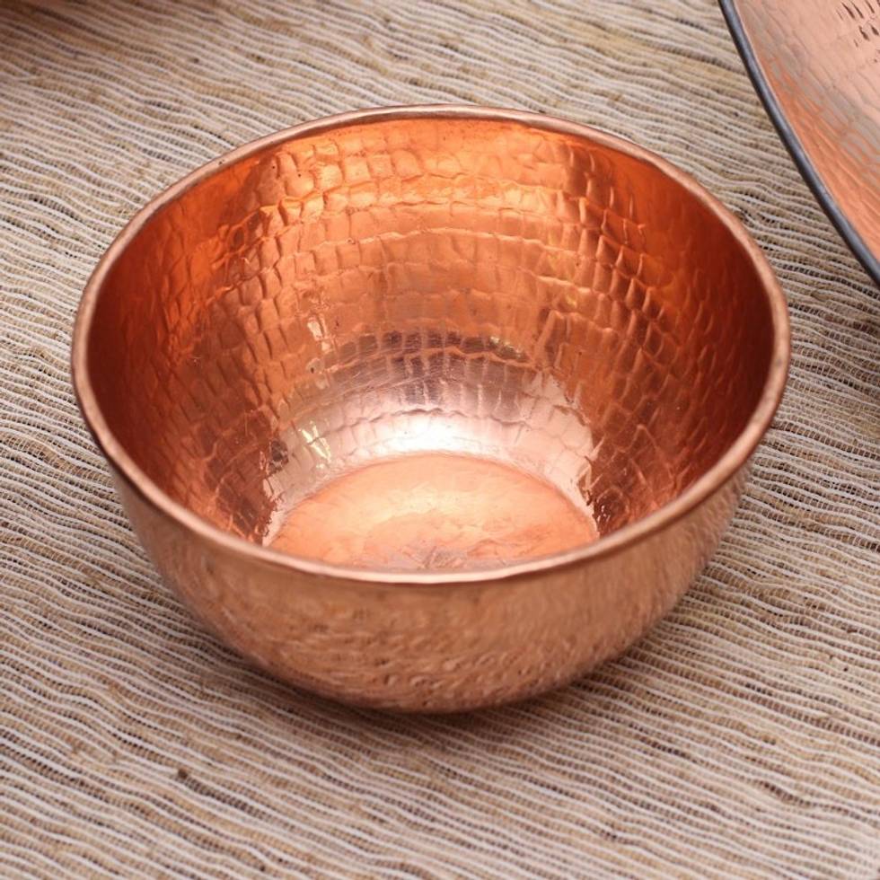 Hammered Copper Bowl Handcrafted in Bali 'Gleaming Meal'