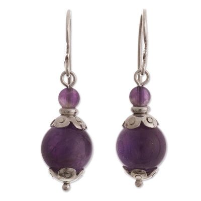 Alternate image for Sterling Silver and Amethyst Dangle Earrings Plum Pretty