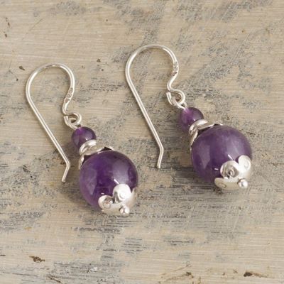 Alternate image for Sterling Silver and Amethyst Dangle Earrings Plum Pretty