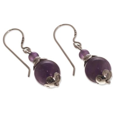 Alternate image for Sterling Silver and Amethyst Dangle Earrings Plum Pretty
