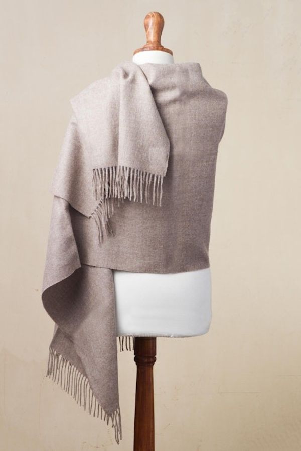 Alternate image for 100 Baby Alpaca Shawl in Solid Taupe from Peru Simple Beauty in Taupe