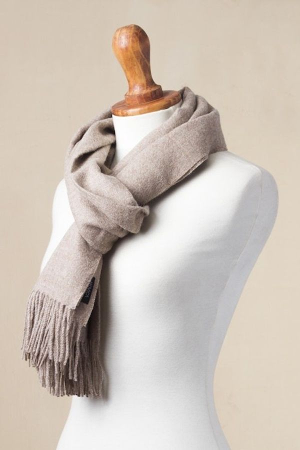 Alternate image for 100 Baby Alpaca Shawl in Solid Taupe from Peru Simple Beauty in Taupe