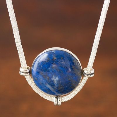 Alternate image for Peruvian Sterling Silver Pendant Necklace with Lapis Lazuli Essence of Time