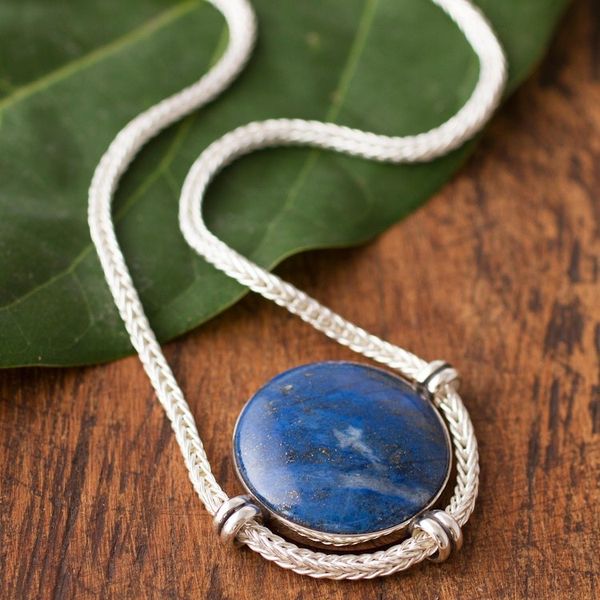 Alternate image for Peruvian Sterling Silver Pendant Necklace with Lapis Lazuli Essence of Time