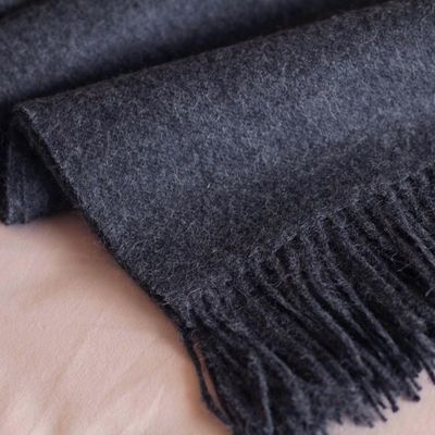 Alternate image for 100 Alpaca Wool Solid Throw Cozy Dark Gray