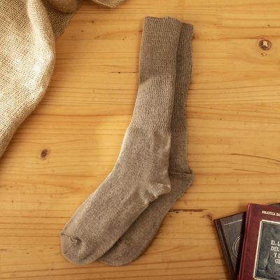 Alternate image for Ecru Baby Alpaca Blend Socks with Copper Fiber Ecru Comfort