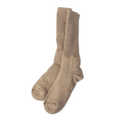 Alternate image for Ecru Baby Alpaca Blend Socks with Copper Fiber Ecru Comfort