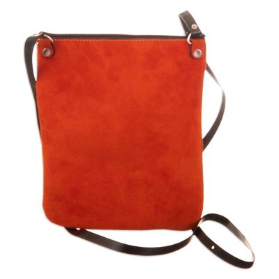 Alternate image for Leather Accented Suede Sling with Llama Motifs and Warm Hues Fire Llama