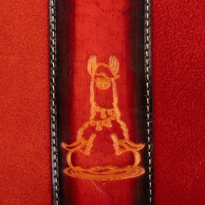 Alternate image for Leather Accented Suede Sling with Llama Motifs and Warm Hues Fire Llama