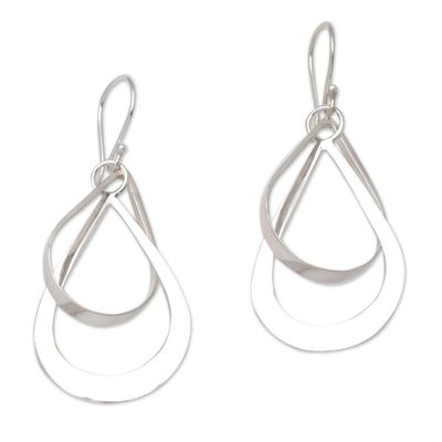 Alternate image for Open Teardrop Sterling Silver Dangle Earrings from Bali Open Tears