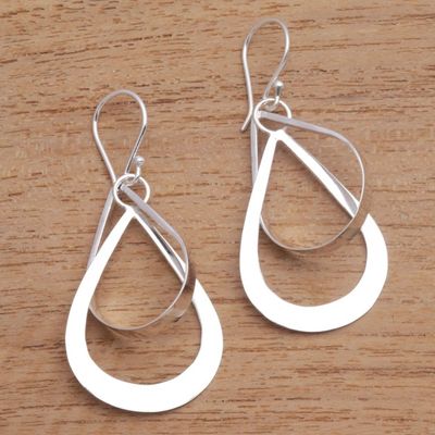 Alternate image for Open Teardrop Sterling Silver Dangle Earrings from Bali Open Tears