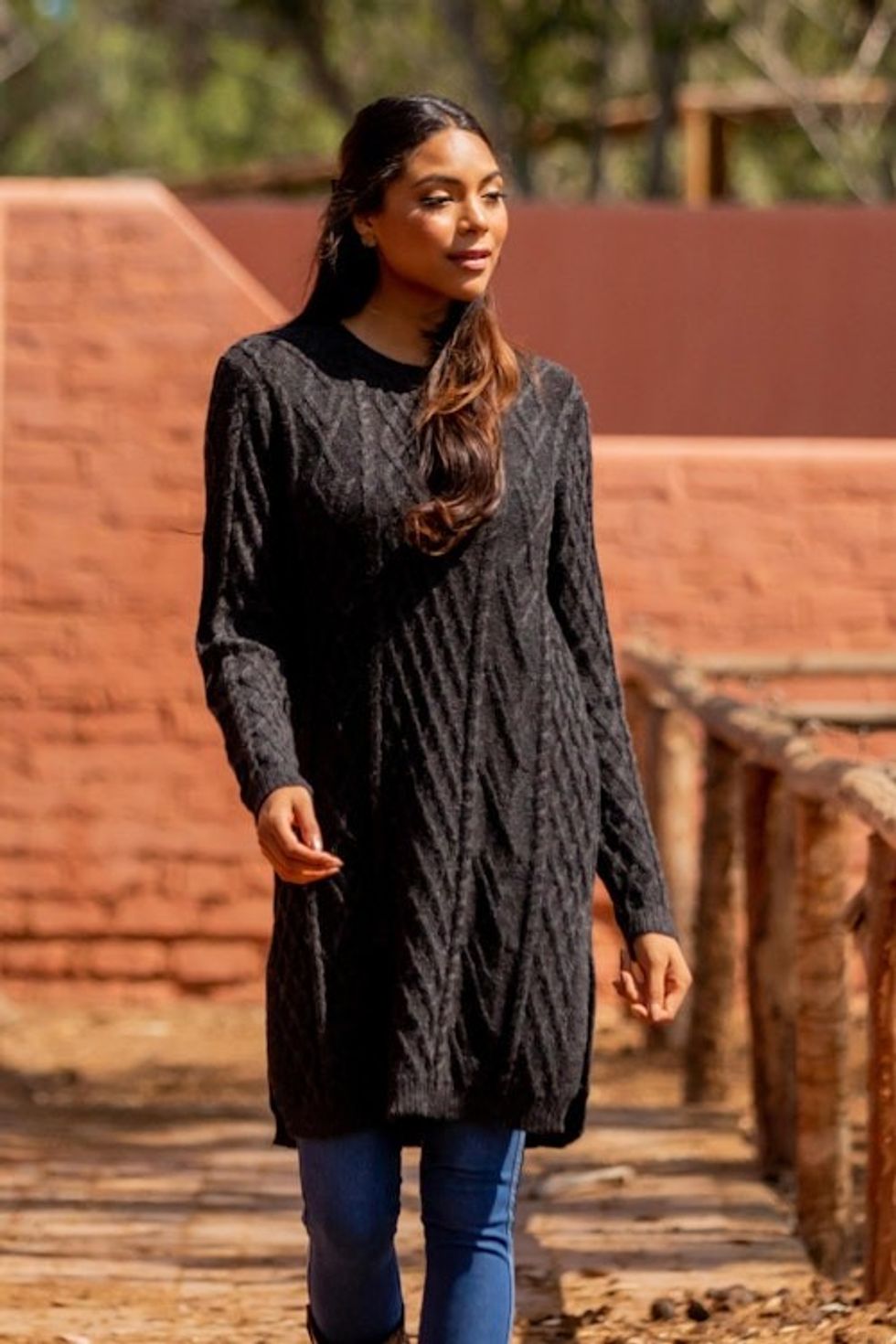 Charcoal Alpaca Tunic Sweater Dress 'Long Lines in Charcoal'