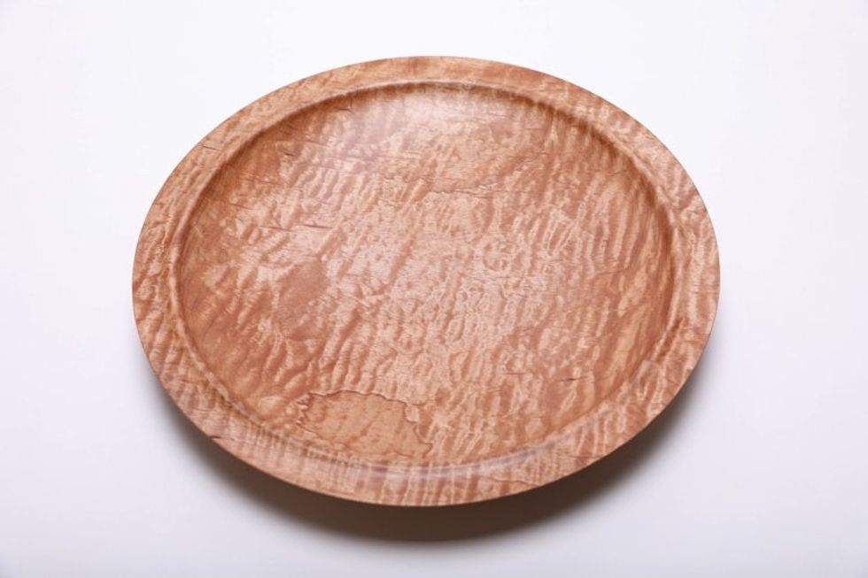 #2115 Quilted Maple Wooden Platter 13 1/4" x 1 3/4" Flame Maple Platter Maple Platter