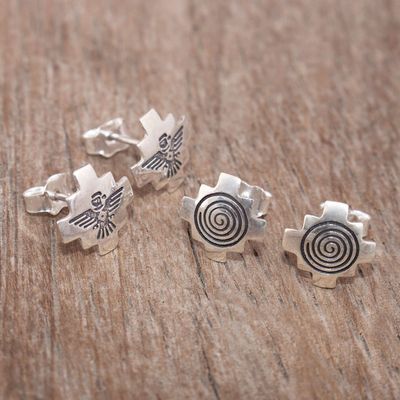 Alternate image for 950 Silver Andean Stud Earrings 2 Pairs Andean Cosmovision