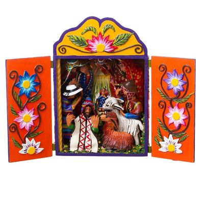 Alternate image for Wood and ceramic nativity scene Christmas Joy