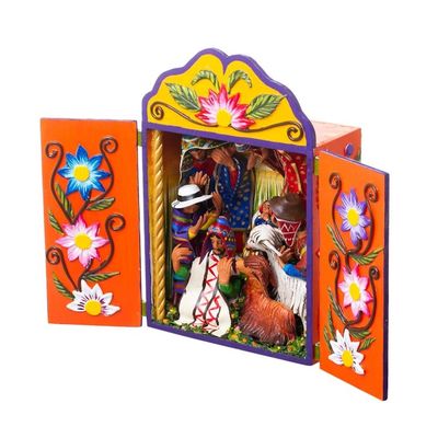 Alternate image for Wood and ceramic nativity scene Christmas Joy