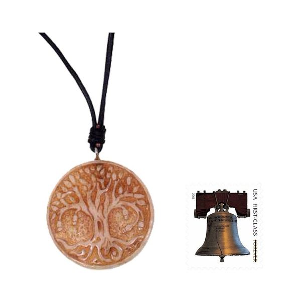 Alternate image for Leather Cord Necklace with Bone Tree of Life Pendant Sacred Tree