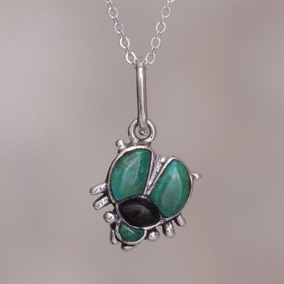 Alternate image for Chrysocolla and obsidian pendant necklace Silver Scarab