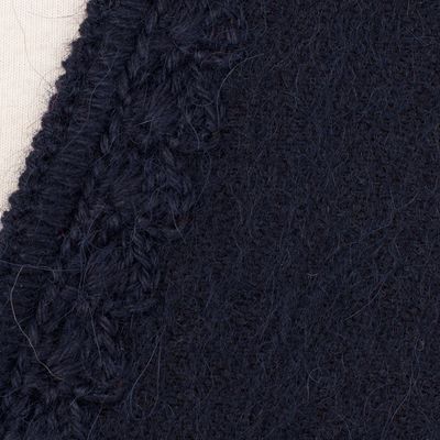 Alternate image for Alpaca Blend Ruana in Solid Midnight from Peru Warm Woman in Midnight