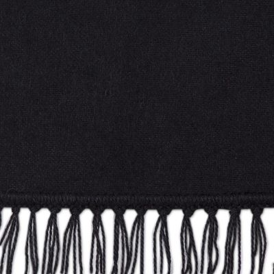 Alternate image for Woven Alpaca Blend Scarf for Men in Solid Black Ebony Gift of Warmth