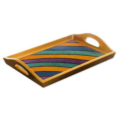 Alternate image for Painted Glass Handcrafted Multi-color Tray Mineral Memoirs
