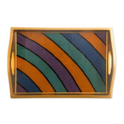 Alternate image for Painted Glass Handcrafted Multi-color Tray Mineral Memoirs