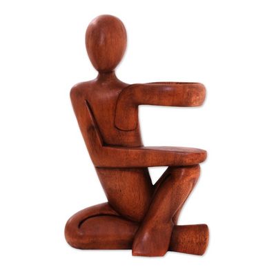 Alternate image for Hand Carved Wood Wine Bottle Holder The Invitation