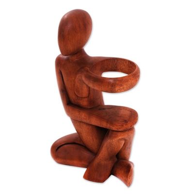 Alternate image for Hand Carved Wood Wine Bottle Holder The Invitation