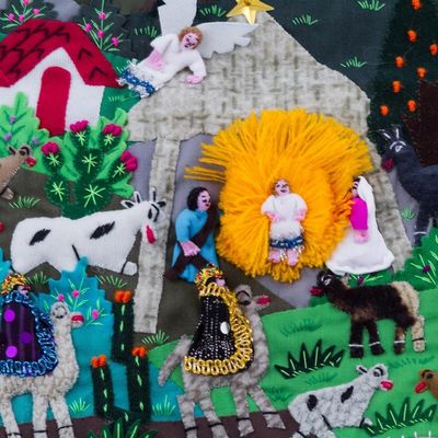 Alternate image for Handcrafted Andean Christmas Pine Tree Applique Wall Hanging Andean Christmas Pine