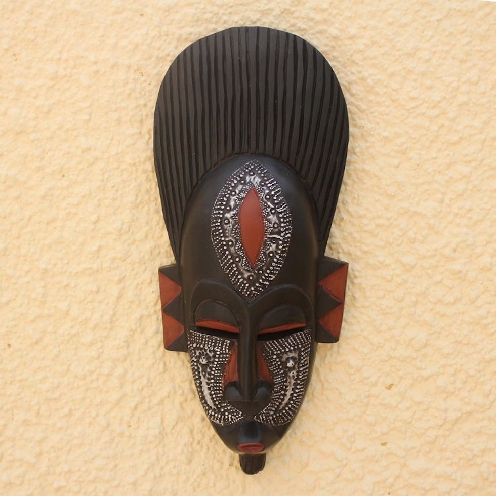 Handcrafted African Wood Mask 'In Silence'