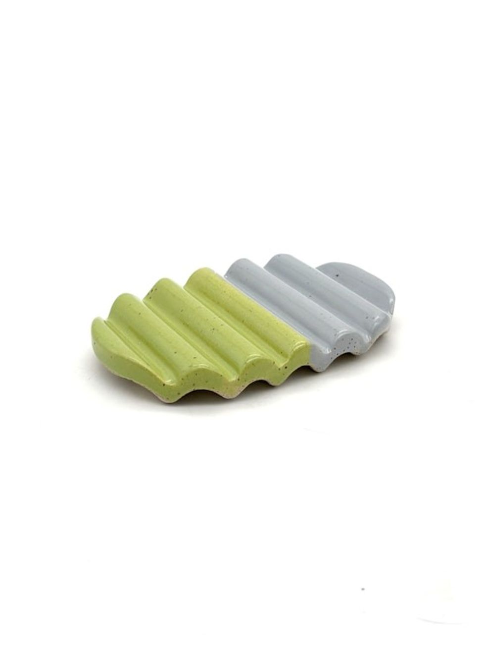 Lime Periwinkle Colorblock Ceramic Soap Dish