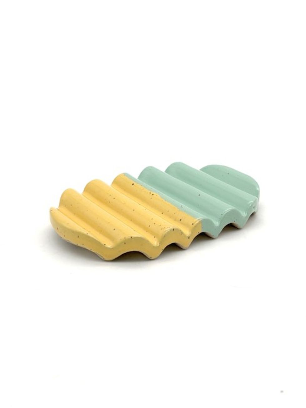 Aqua Yellow Colorblock Ceramic Soap Dish