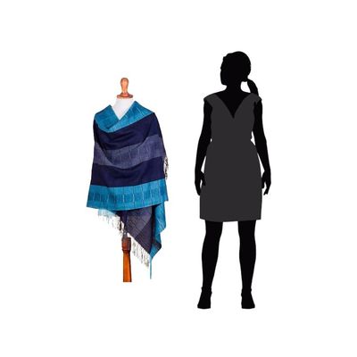 Alternate image for Alpaca Wool Patterned Shawl Huancayo Blues