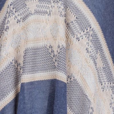 Alternate image for Woven Navy Blue Patterned Poncho from Peru Blue Inca