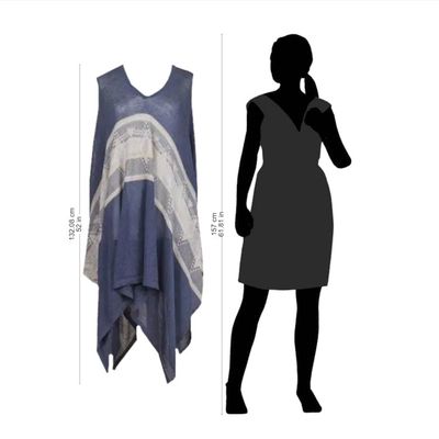 Alternate image for Woven Navy Blue Patterned Poncho from Peru Blue Inca