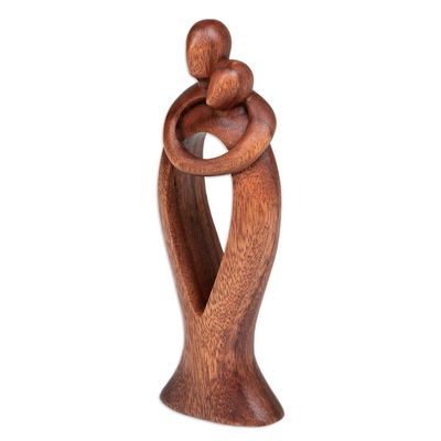 Alternate image for Hand-Carved Romantic Semi-Abstract Suar Wood Sculpture Valentine Romance
