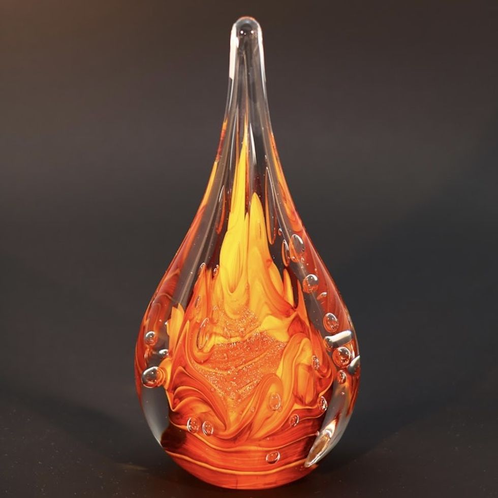 Fireside Tear Drop Handblown Art Glass Sculpture