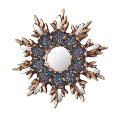 Alternate image for Colonial Style Reverse Painted Glass Wall Mirror Cuzco Snowflake