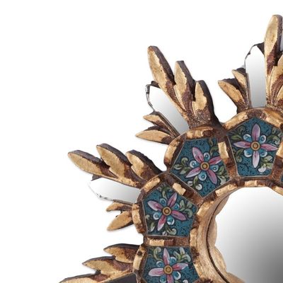 Alternate image for Colonial Style Reverse Painted Glass Wall Mirror Cuzco Snowflake