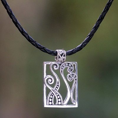 Alternate image for Leather pendant necklace Fern Garden