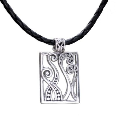 Alternate image for Leather pendant necklace Fern Garden