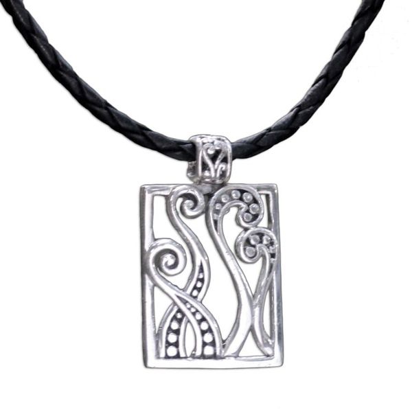 Alternate image for Leather pendant necklace Fern Garden