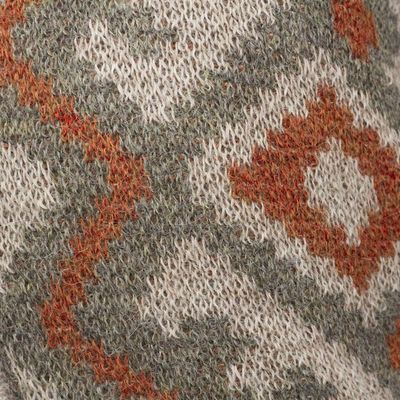 Alternate image for Zigzag Pattern Mens 100 Alpaca Cardigan from Peru Andean Zigzag