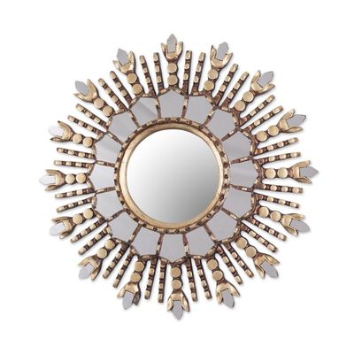 Alternate image for Round Sun-Like Wall Mirror Hand Crafted in Peru Cuzco Radiance