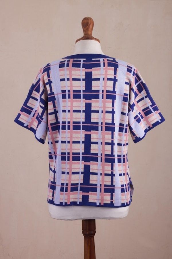 Alternate image for Hand Made Cotton Blend Plaid Oversized Top from Peru Melon Spring T-Shirt